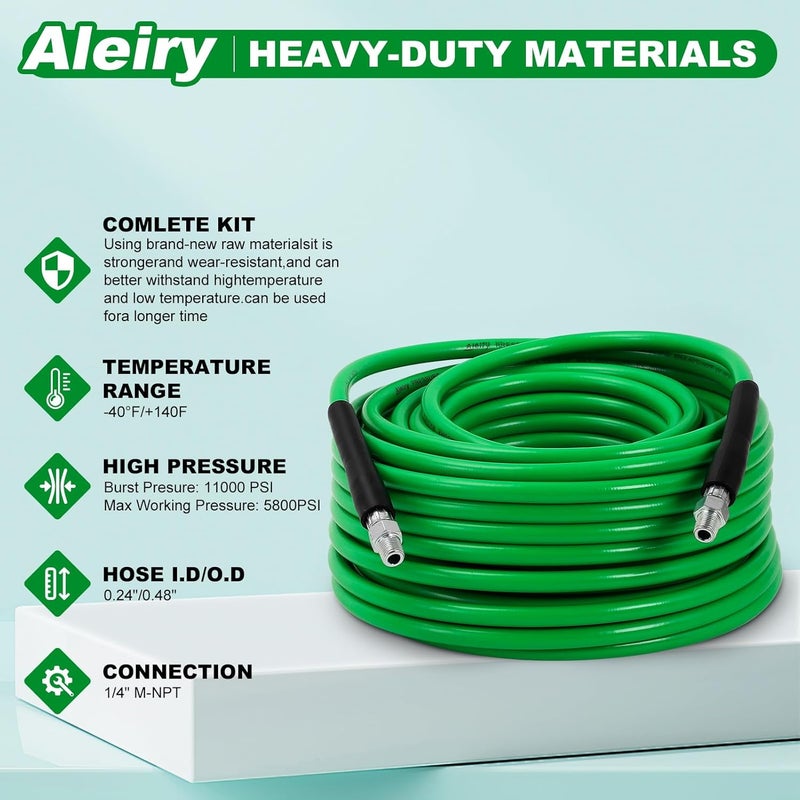 Aleiry Sewer Jetter Kit for Pressure Washer,Water Jet Drain Cleaning Hose with Corner Rotating Button Spring Nose 1/4" NPT Sewer Cleaning Tool High-Pressure Nozzles,5800 PSI 150 FT - Image 2